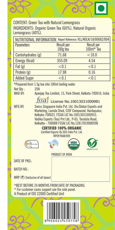 TYPHOO-Uplifting Lemon Grass Green Tea Bags-25 Tea Bags
